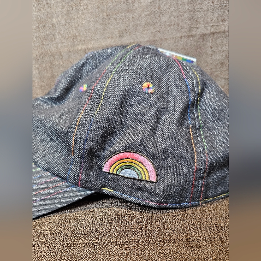 NWT - Take Pride Ball Cap - Dark grey with rainbow thread, embroidered. Unisex